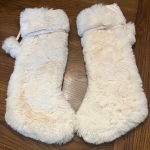 Frontgate Faux Fur Christmas Stockings pair